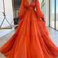 Anpassbares langes Partykleid mit Puffärmeln gh2151