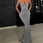 Nobles Glitzer-Silber-langes Kleid Formale Meerjungfrau-Ballkleidergh2018
