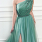 A-Line One Shoulder Jungle Tulle Split Prom/Formal Dresses With Beading gh2154