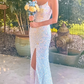 Emerald green/silver/orange/pink/yellow elegant sexy fashion spaghetti strap sequins mermaid slim fit slit long floor length prom dress evening dress party dress gh2238