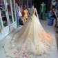 Gorgeous floral applique exquisite long sleeve sleeping beauty wedding dress evening gown ball gown gh2093
