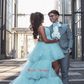 Glitter Hi-Low Lavender Tiered Tulle Prom Dress gh2249