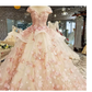 Ingvn Pink Princess Quinceanera Dress Appliques Beads 3D Flowers Prom Party Sweet 16 Ball Gown  gh2074