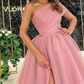 Gorgeous Pink Ball Gown Organza Ruffles One-Shoulder Sleeveless Sweep/Brush Train Dresses  gh2267