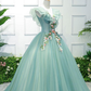 Grünes langes Ballkleid aus Tüll mit V-Ausschnitt, formelle Kleider, grünes Abendkleid gh2194