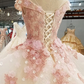 Ingvn Pink Princess Quinceanera Dress Appliques Beads 3D Flowers Prom Party Sweet 16 Ball Gown  gh2074