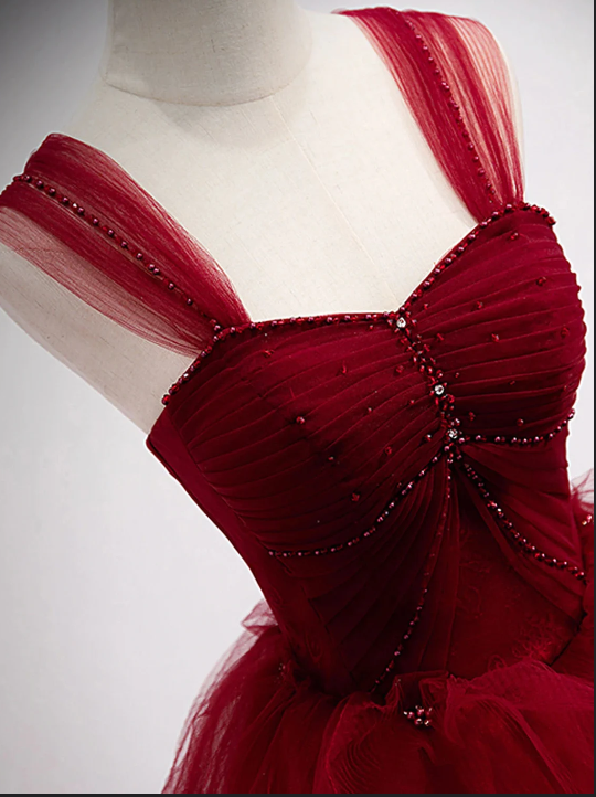 Off-the-Shoulder-Schatz-Spitze Tüll wulstige Schnürapplikationen bodenlangen Ballkleider gh2421