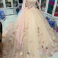 Gorgeous floral applique exquisite long sleeve sleeping beauty wedding dress evening gown ball gown gh2093