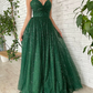 A-Line Prom Dresses Sparkle & Shine Dress Prom Floor Length Sleeveless V Neck Sequined with Sequin gh2207