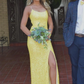 Emerald green/silver/orange/pink/yellow elegant sexy fashion spaghetti strap sequins mermaid slim fit slit long floor length prom dress evening dress party dress gh2238