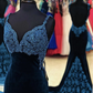 Sexy Mermaid Spaghettiträger Marineblau Langes Abschlussball/Abendkleid Applikationen gh2658