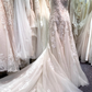 Ivory / Soft Blush Lace Tulle Couture Formal Wedding Dress gh2654