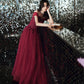 Burgund Spitzenperlen langes Ballkleid Abendkleid 10114