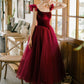 Pink/Red Cute A-line Long Prom Dress Evening Dress Graduation Party Dress 8646