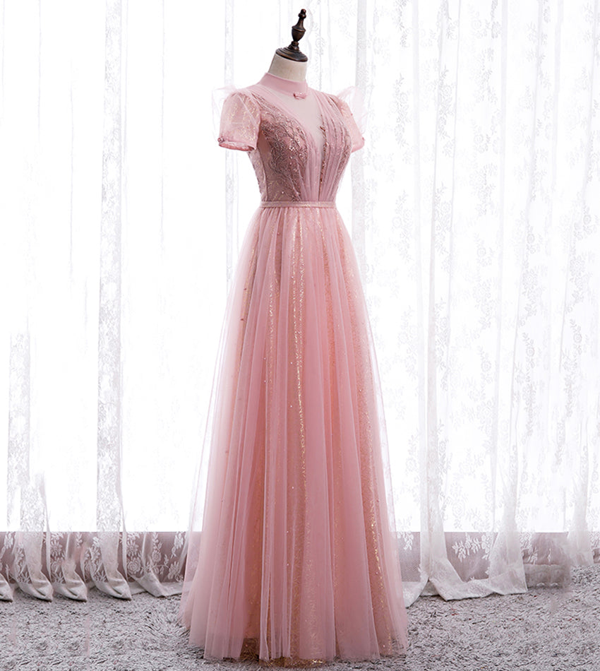 A line tulle sequins long prom dress evening dress  8439