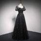 Blue tulle long A line prom dress blue evening dress  10018