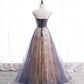 Cute tulle sequins long prom dress evening dress  10011