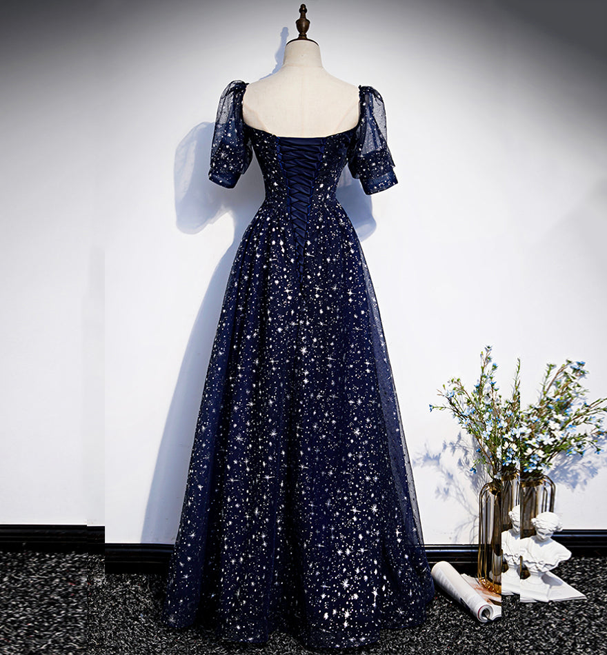 Blaues langes Ballkleid aus Tüll blaues Abendkleid 8425