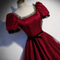 Burgundy tulle long A line prom dress evening dress  8839