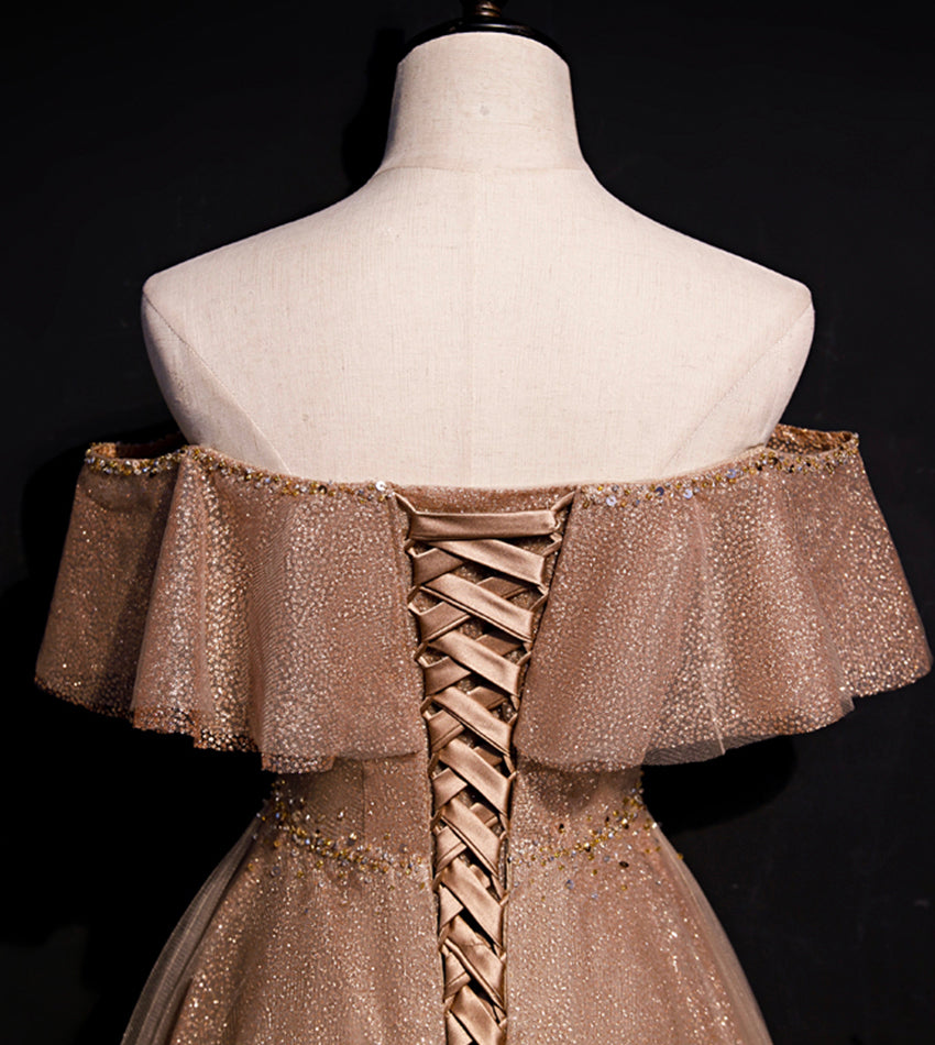 A line tulle sequins long prom dress evening dress  8541