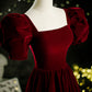 Burgund Samt lange A-Linie Ballkleid Abendkleid 8804