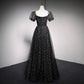 Blue tulle long A line prom dress blue evening dress  10018