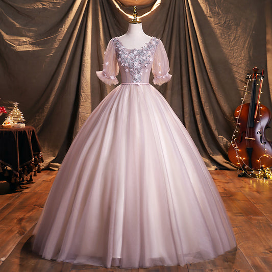 Robe de soirée longue en tulle et dentelle 8914