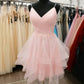 Kurzes Abiballkleid aus rosa Tüll für die Heimkehr 8884