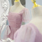 Lila Tüll langes A-Linie Ballkleid Abendkleid 8820