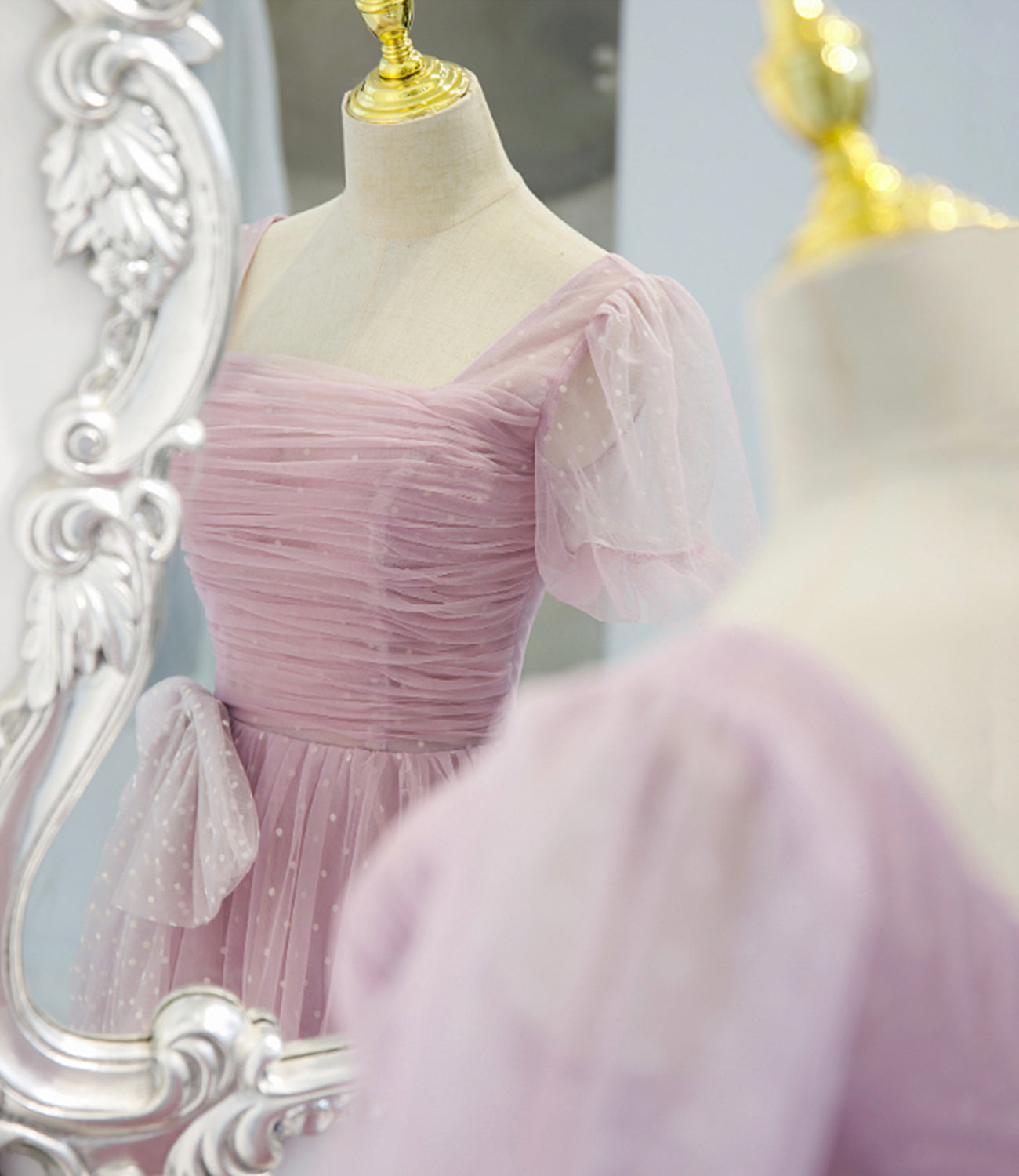 Lila Tüll langes A-Linie Ballkleid Abendkleid 8820
