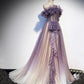 Purple tulle long ball gown dress formal dress  8544
