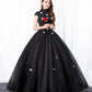 Black tulle long A line ball gown dress formal dress  8650