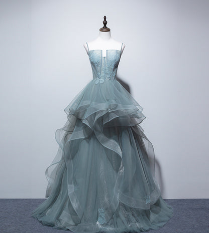 A line tulle lace long ball gown dress formal dress  8548