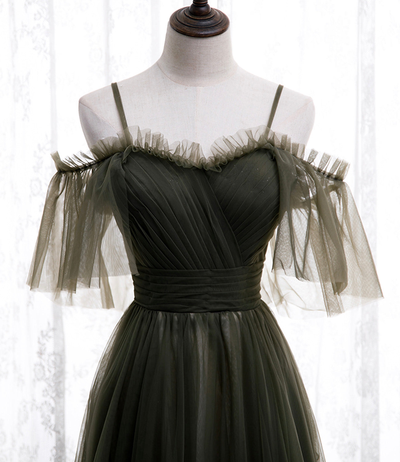 Robe de soirée longue en tulle simple, coupe A, 8930