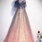 Cute tulle long A line prom dress evening dress  8712