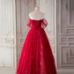 Rotes Tüll langes A-Linie Ballkleid rotes Abendkleid 8800