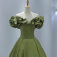 Grünes Satin langes A-Linie Ballkleid Abendkleid 8816