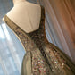 Robe de soirée longue en tulle à paillettes et à coupe trapèze 8696