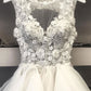 White tulle lace short prom dress homecoming dress  8917