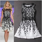 A-line round neck lace short prom dress,party dress  7596