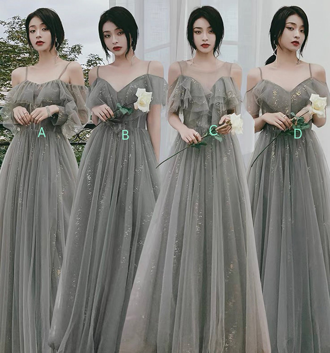 Süßes Tüll langes A-ine Ballkleid Abendkleid 10136