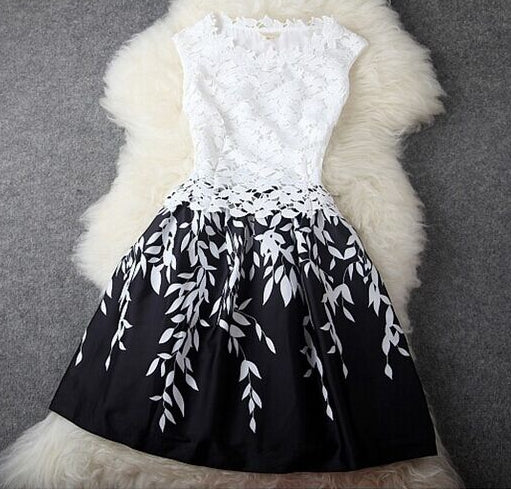 Kurzes Abschlussballkleid mit Rundhalsausschnitt in A-Linie, Partykleid 7596