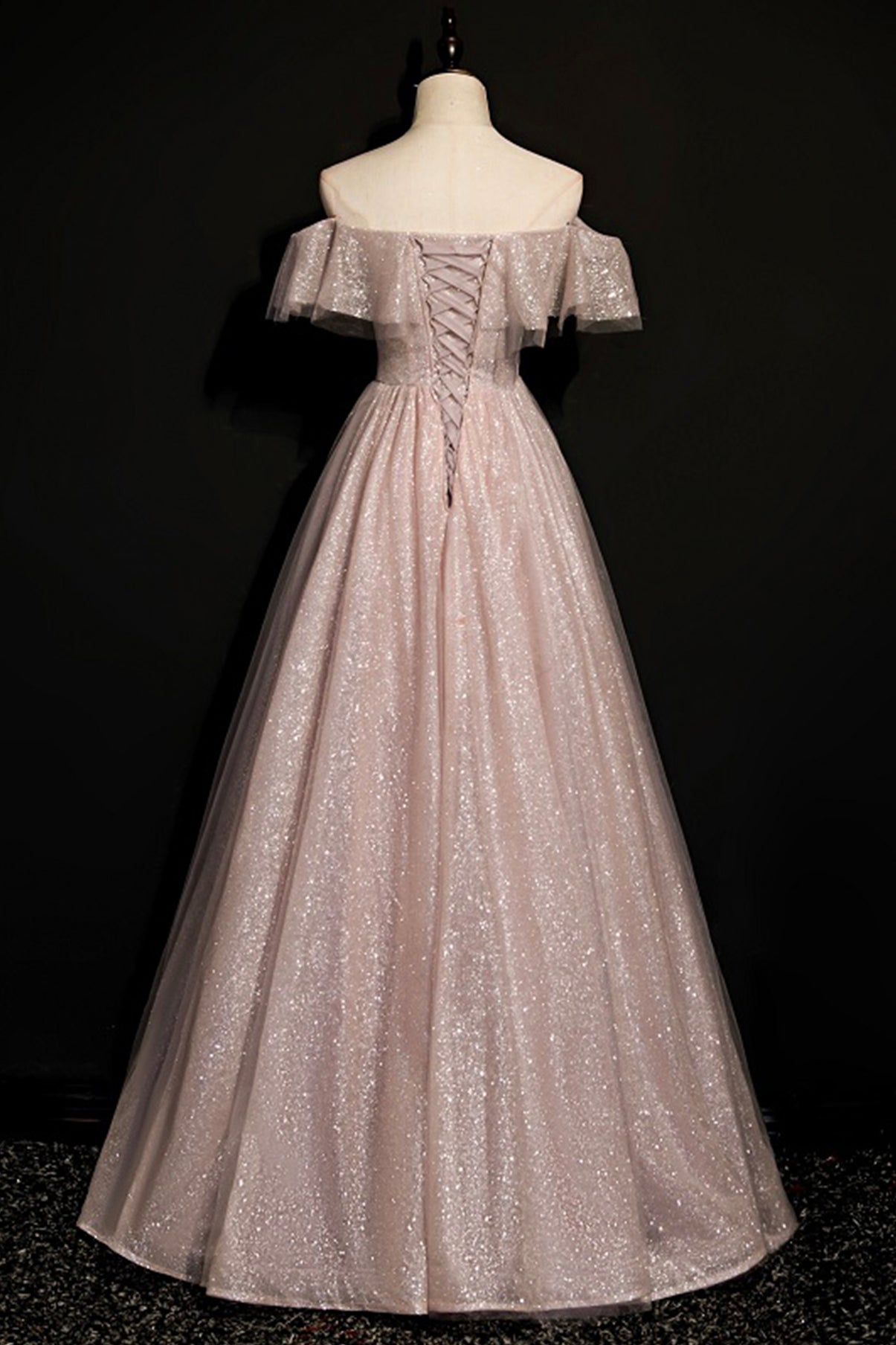 Robe de soirée longue en tulle brillant à paillettes 8700