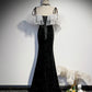 Black long mermaid prom dress black evening dress  8927