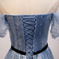 Blaues Tüll langes A-Linie Ballkleid Abendkleid 8686