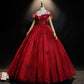 Burgundy lace long ball gown dress formal dress  8618