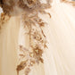 Champagne tulle lace long prom gown formal dress  8250