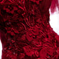 Burgundy tulle lace long prom dress evening dress  8305