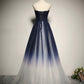 Blue tulle long prom dress evening dress  8286