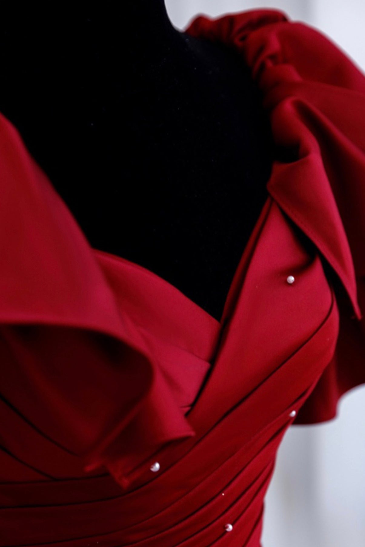 Burgunderrotes Vintage-Mode-Abendkleid mit exquisiter Perlenverzierung in A-Linie und langem Satin-Ballkleid 8720